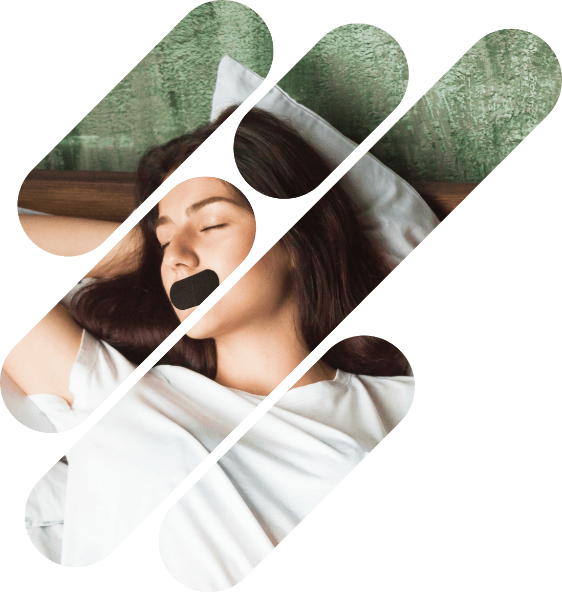 Person sleeping with RestUp mouth tape