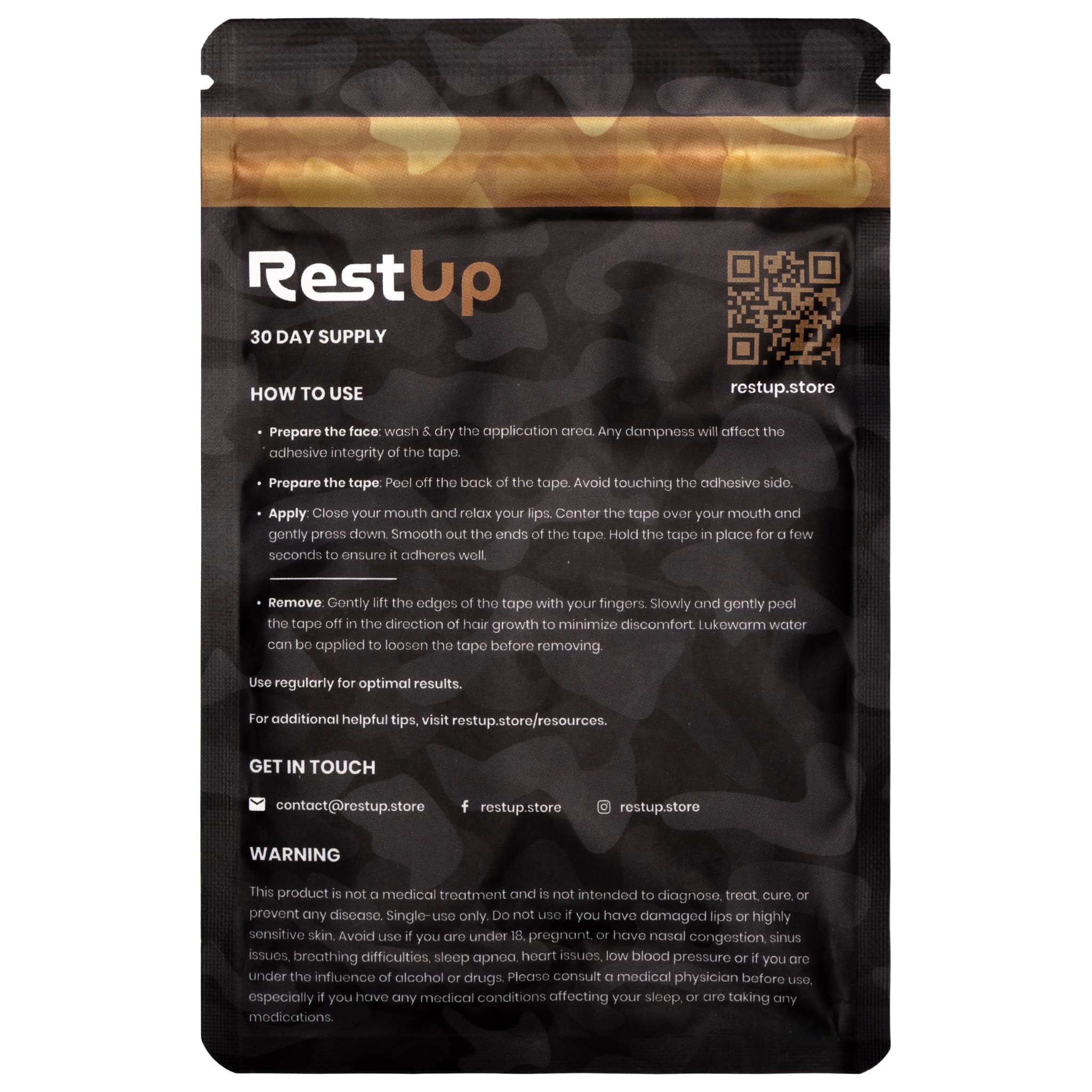 RestUp Mouth Tape - Black - 30 strips