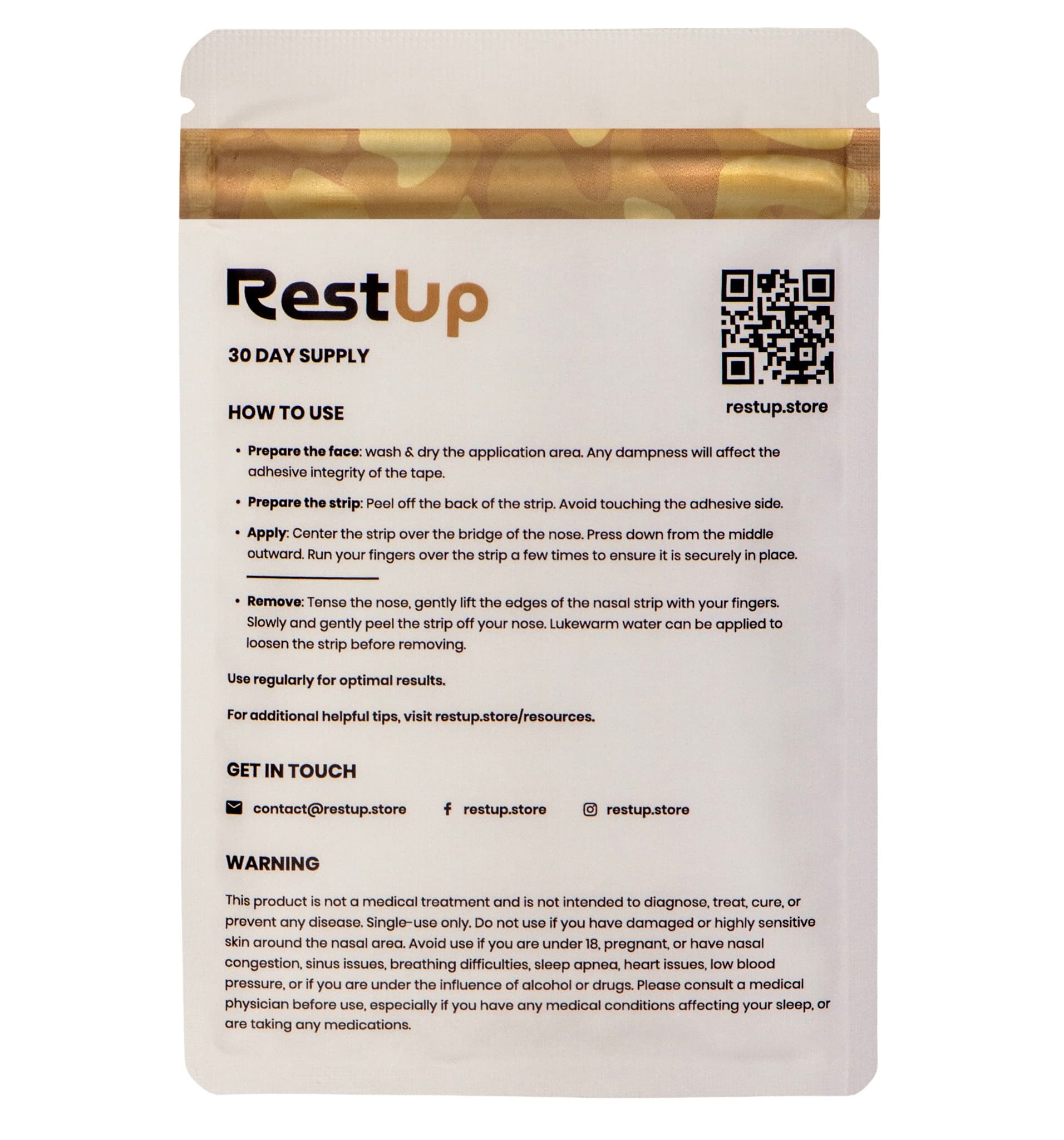 RestUp Nasal Strips - Clear - 30 strips